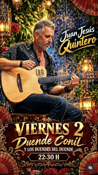 Cartel del concierto de Juan Jesús Quintero en Duende Conil, viernes 2 de octubre de 2026, a las 22:30